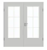 Frontansicht von GARANT Doppelflügeltür inkl. Zarge D92-60 Dove Grey Resopal mit Lichtausschnitt LA-DIN Sprosse SP4