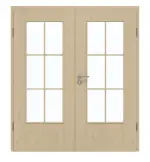 Frontansicht von GARANT Doppelflügeltür inkl. Zarge Natura Ahorn CPL mit Lichtausschnitt LA-DIN Sprosse SP4