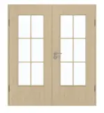 Frontansicht von GARANT Doppelflügeltür inkl. Zarge Natura Ahorn GCK08 mit Lichtausschnitt LA-DIN Sprosse SP4