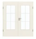 Frontansicht von GARANT Doppelflügeltür inkl. Zarge Weißlack 9010 GHK08 mit Lichtausschnitt LA-DIN Sprosse SP4