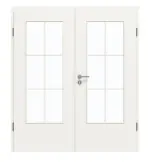 Frontansicht von GARANT Doppelflügeltür inkl. Zarge Weißlack 9016 GHK08 mit Lichtausschnitt LA-DIN Sprosse SP4