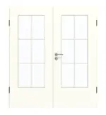 Frontansicht von GARANT Doppelflügeltür inkl. Zarge U11026SD Kristallweiß GHK08 mit Lichtausschnitt LA-DIN Sprosse SP4