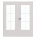 Frontansicht von GARANT Doppelflügeltür inkl. Zarge U12188SD Lichtgrau GHK08 mit Lichtausschnitt LA-DIN Sprosse SP4