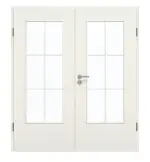 Frontansicht von GARANT Doppelflügeltür inkl. Zarge Weiß Struktur Premium GCK08 mit Lichtausschnitt LA-DIN Sprosse SP4