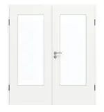 Frontansicht von GARANT Doppelflügeltür inkl. Zarge U11209SD Edelweiß GHK08 mit Lichtausschnitt LA-DIN