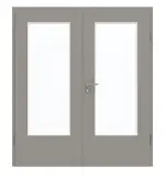 Frontansicht von GARANT Doppelflügeltür inkl. Zarge U12115SD Platingrau GHK08 mit Lichtausschnitt LA-DIN