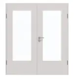 Frontansicht von GARANT Doppelflügeltür inkl. Zarge U12188SD Lichtgrau GHK08 mit Lichtausschnitt LA-DIN