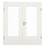 Frontansicht von GARANT Doppelflügeltür inkl. Zarge Weiß Struktur Premium CPL mit Lichtausschnitt LA-DIN
