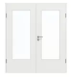 Frontansicht von GARANT Doppelflügeltür inkl. Zarge Matt Weißlack 9016 G-TEC mit Lichtausschnitt LA-DIN