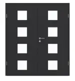 Frontansicht von GARANT Doppelflügeltür inkl. Zarge Matt RAL 9005 G-TEC mit Lichtausschnitt LA-10