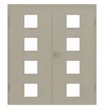 Frontansicht von GARANT Doppelflügeltür inkl. Zarge Matt Seidengrau 7044 G-TEC mit Lichtausschnitt LA-10