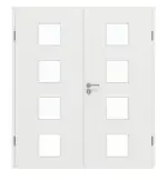 Frontansicht von GARANT Doppelflügeltür inkl. Zarge Matt Weißlack 9016 G-TEC mit Lichtausschnitt LA-10