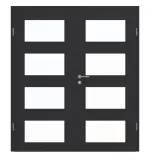 Frontansicht von GARANT Doppelflügeltür inkl. Zarge Matt RAL 9005 G-TEC mit Lichtausschnitt LA-11