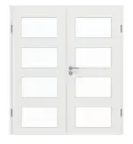 Frontansicht von GARANT Doppelflügeltür inkl. Zarge Matt Weißlack 9016 G-TEC mit Lichtausschnitt LA-11