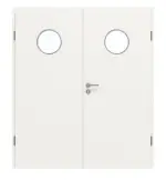 Frontansicht von GARANT Doppelflügeltür inkl. Zarge Weißlack 9016 CPL mit Lichtausschnitt LA-12