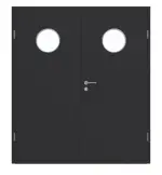 Frontansicht von GARANT Doppelflügeltür inkl. Zarge Matt RAL 9005 G-TEC mit Lichtausschnitt LA-12