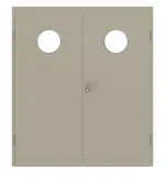 Frontansicht von GARANT Doppelflügeltür inkl. Zarge Matt Seidengrau 7044 G-TEC mit Lichtausschnitt LA-12