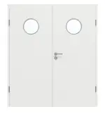 Frontansicht von GARANT Doppelflügeltür inkl. Zarge Matt Weißlack 9016 G-TEC mit Lichtausschnitt LA-12