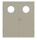 Frontansicht von GARANT Doppelflügeltür inkl. Zarge Matt Seidengrau 7044 G-TEC mit Lichtausschnitt LA-13