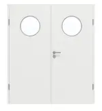 Frontansicht von GARANT Doppelflügeltür inkl. Zarge Matt Weißlack 9016 G-TEC mit Lichtausschnitt LA-13