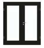 Frontansicht von GARANT Doppelflügeltür inkl. Zarge 0901-60 Black Resopal mit Lichtausschnitt LA-2