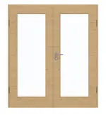 Frontansicht von GARANT Doppelflügeltür inkl. Zarge Quer Authentic Asteiche GCK08 mit Lichtausschnitt LA-2