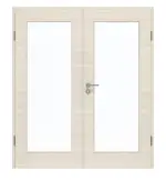 Frontansicht von GARANT Doppelflügeltür inkl. Zarge Quer Authentic Perl GCK08 mit Lichtausschnitt LA-2