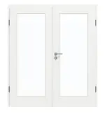 Frontansicht von GARANT Doppelflügeltür inkl. Zarge D354-60 Designer White Resopal mit Lichtausschnitt LA-2
