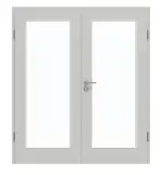 Frontansicht von GARANT Doppelflügeltür inkl. Zarge D92-60 Dove Grey Resopal mit Lichtausschnitt LA-2