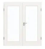 Frontansicht von GARANT Doppelflügeltür inkl. Zarge Weißlack 9016 GHK08 mit Lichtausschnitt LA-2