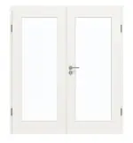 Frontansicht von GARANT Doppelflügeltür inkl. Zarge Weißlack 9016 mit Lichtausschnitt LA-2