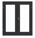 Frontansicht von GARANT Doppelflügeltür inkl. Zarge Matt RAL 9005 G-TEC mit Lichtausschnitt LA-2