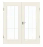 Frontansicht von GARANT Doppelflügeltür inkl. Zarge Weißlack 9010 mit Lichtausschnitt LA-2 Sprosse SP2