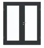 Frontansicht von GARANT Doppelflügeltür inkl. Zarge U12000SD Vulkanschwarz GHK08 mit Lichtausschnitt LA-2