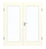 Frontansicht von GARANT Doppelflügeltür inkl. Zarge W980ST15 Platinweiß GHK08 mit Lichtausschnitt LA-2