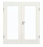 Frontansicht von GARANT Doppelflügeltür inkl. Zarge Weiß Struktur Premium GCK08 mit Lichtausschnitt LA-2