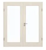 Frontansicht von GARANT Doppelflügeltür inkl. Zarge Authentic Perl CPL mit Lichtausschnitt LA-3