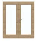 Frontansicht von GARANT Doppelflügeltür inkl. Zarge Quer Authentic Risseiche CPL mit Lichtausschnitt LA-3