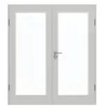 Frontansicht von GARANT Doppelflügeltür inkl. Zarge D92-60 Dove Grey Resopal mit Lichtausschnitt LA-3