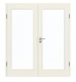 Frontansicht von GARANT Doppelflügeltür inkl. Zarge Weißlack 9010 CPL mit Lichtausschnitt LA-3