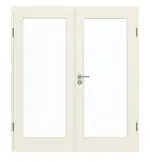 Frontansicht von GARANT Doppelflügeltür inkl. Zarge Weißlack 9010 GHK08 mit Lichtausschnitt LA-3