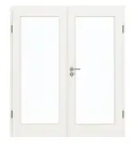 Frontansicht von GARANT Doppelflügeltür inkl. Zarge Weißlack 9016 GHK08 mit Lichtausschnitt LA-3