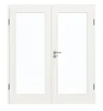Frontansicht von GARANT Doppelflügeltür inkl. Zarge Weißlack 9016 mit Lichtausschnitt LA-3