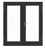 Frontansicht von GARANT Doppelflügeltür inkl. Zarge Matt RAL 9005 G-TEC mit Lichtausschnitt LA-3