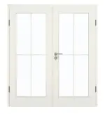 Frontansicht von GARANT Doppelflügeltür inkl. Zarge Weiß Struktur Premium CPL mit Lichtausschnitt LA-3 Sprosse SP0