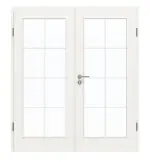 Frontansicht von GARANT Doppelflügeltür inkl. Zarge Weißlack 9016 CPL mit Lichtausschnitt LA-3 Sprosse SP1