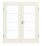 Frontansicht von GARANT Doppelflügeltür inkl. Zarge Weißlack 9010 mit Lichtausschnitt LA-3 Sprosse SP10