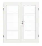 Frontansicht von GARANT Doppelflügeltür inkl. Zarge Weißlack 9016 CPL mit Lichtausschnitt LA-3 Sprosse SP10