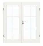 Frontansicht von GARANT Doppelflügeltür inkl. Zarge Weißlack 9016 CPL mit Lichtausschnitt LA-3 Sprosse SP4