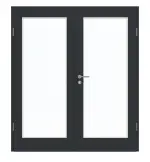 Frontansicht von GARANT Doppelflügeltür inkl. Zarge U12000SD Vulkanschwarz GHK08 mit Lichtausschnitt LA-3